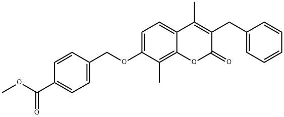 methyl 4-[(3-benzyl-4,8-dimethyl-2-oxochromen-7-yl)oxymethyl]benzoate Struktur