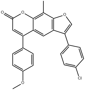 3-(4-chlorophenyl)-5-(4-methoxyphenyl)-9-methylfuro[3,2-g]chromen-7-one Struktur