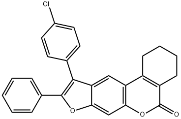 10-(4-chlorophenyl)-9-phenyl-1,2,3,4-tetrahydro-[1]benzofuro[6,5-c]isochromen-5-one Struktur