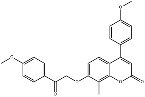 4-(4-methoxyphenyl)-7-[2-(4-methoxyphenyl)-2-oxoethoxy]-8-methylchromen-2-one Struktur