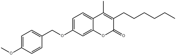 3-hexyl-7-[(4-methoxyphenyl)methoxy]-4-methylchromen-2-one Structure