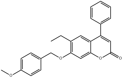 6-ethyl-7-[(4-methoxyphenyl)methoxy]-4-phenylchromen-2-one Struktur