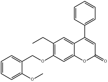 6-ethyl-7-[(2-methoxyphenyl)methoxy]-4-phenylchromen-2-one Struktur
