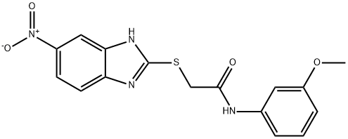 N-(3-methoxyphenyl)-2-[(6-nitro-1H-benzimidazol-2-yl)sulfanyl]acetamide 化学構造式
