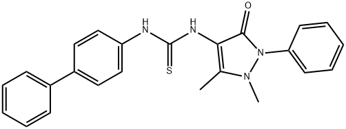 1-(1,5-dimethyl-3-oxo-2-phenylpyrazol-4-yl)-3-(4-phenylphenyl)thiourea Struktur