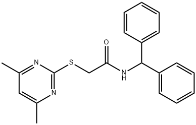 N-benzhydryl-2-(4,6-dimethylpyrimidin-2-yl)sulfanylacetamide Struktur