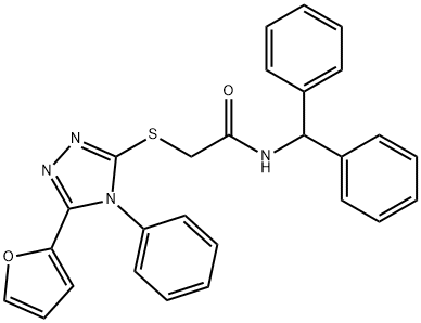 N-benzhydryl-2-[[5-(furan-2-yl)-4-phenyl-1,2,4-triazol-3-yl]sulfanyl]acetamide 化学構造式
