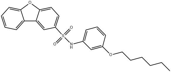N-(3-hexoxyphenyl)dibenzofuran-2-sulfonamide Struktur