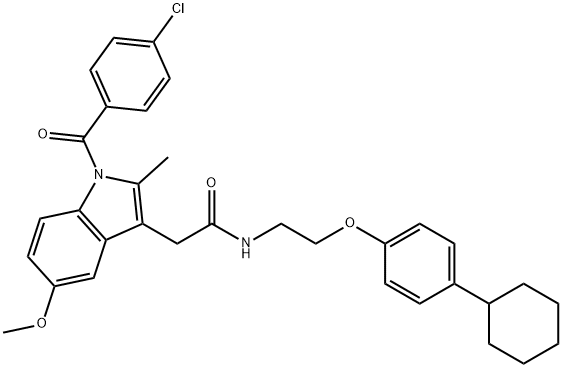 2-[1-(4-chlorobenzoyl)-5-methoxy-2-methylindol-3-yl]-N-[2-(4-cyclohexylphenoxy)ethyl]acetamide Struktur