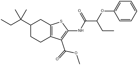 methyl 6-(2-methylbutan-2-yl)-2-(2-phenoxybutanoylamino)-4,5,6,7-tetrahydro-1-benzothiophene-3-carboxylate Structure