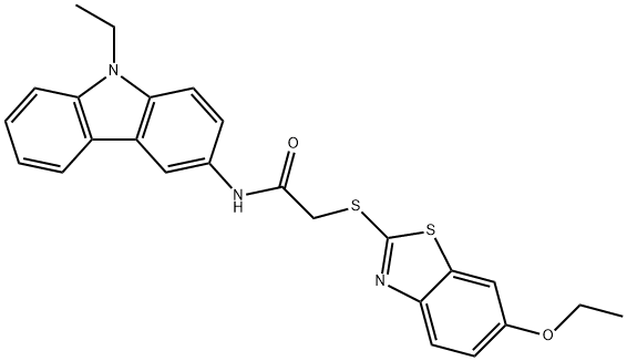 2-[(6-ethoxy-1,3-benzothiazol-2-yl)sulfanyl]-N-(9-ethylcarbazol-3-yl)acetamide Structure