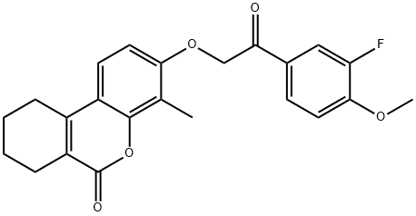 3-[2-(3-fluoro-4-methoxyphenyl)-2-oxoethoxy]-4-methyl-7,8,9,10-tetrahydrobenzo[c]chromen-6-one Struktur