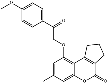 9-[2-(4-methoxyphenyl)-2-oxoethoxy]-7-methyl-2,3-dihydro-1H-cyclopenta[c]chromen-4-one Struktur