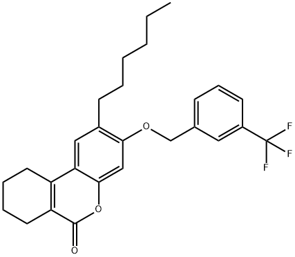 2-hexyl-3-[[3-(trifluoromethyl)phenyl]methoxy]-7,8,9,10-tetrahydrobenzo[c]chromen-6-one Structure
