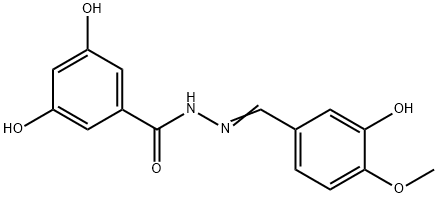 3,5-dihydroxy-N-[(E)-(3-hydroxy-4-methoxyphenyl)methylideneamino]benzamide Structure