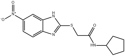 N-cyclopentyl-2-[(6-nitro-1H-benzimidazol-2-yl)sulfanyl]acetamide 结构式