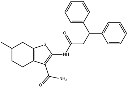 2-(3,3-diphenylpropanoylamino)-6-methyl-4,5,6,7-tetrahydro-1-benzothiophene-3-carboxamide Structure