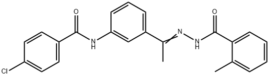N-[(Z)-1-[3-[(4-chlorobenzoyl)amino]phenyl]ethylideneamino]-2-methylbenzamide Structure
