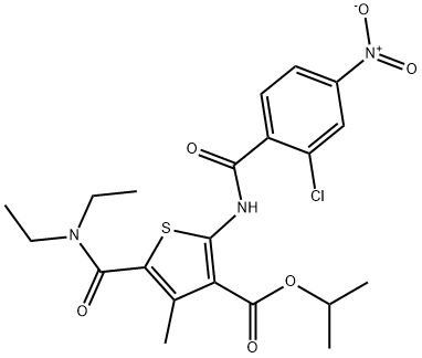 propan-2-yl 2-[(2-chloro-4-nitrobenzoyl)amino]-5-(diethylcarbamoyl)-4-methylthiophene-3-carboxylate Structure