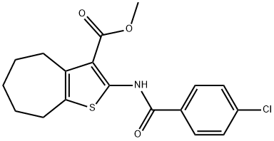 methyl 2-[(4-chlorobenzoyl)amino]-5,6,7,8-tetrahydro-4H-cyclohepta[b]thiophene-3-carboxylate 结构式