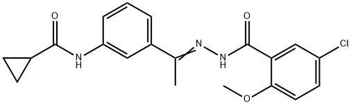 5-chloro-N-[(Z)-1-[3-(cyclopropanecarbonylamino)phenyl]ethylideneamino]-2-methoxybenzamide Structure
