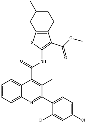 methyl 2-[[2-(2,4-dichlorophenyl)-3-methylquinoline-4-carbonyl]amino]-6-methyl-4,5,6,7-tetrahydro-1-benzothiophene-3-carboxylate Structure