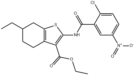 ethyl 2-[(2-chloro-5-nitrobenzoyl)amino]-6-ethyl-4,5,6,7-tetrahydro-1-benzothiophene-3-carboxylate,420091-38-9,结构式