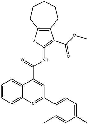 methyl 2-[[2-(2,4-dimethylphenyl)quinoline-4-carbonyl]amino]-5,6,7,8-tetrahydro-4H-cyclohepta[b]thiophene-3-carboxylate Structure