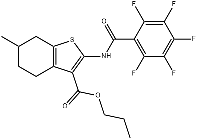 propyl 6-methyl-2-[(2,3,4,5,6-pentafluorobenzoyl)amino]-4,5,6,7-tetrahydro-1-benzothiophene-3-carboxylate Struktur