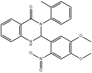2-(4,5-dimethoxy-2-nitrophenyl)-3-(2-methylphenyl)-1,2-dihydroquinazolin-4-one 结构式