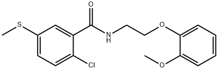 2-chloro-N-[2-(2-methoxyphenoxy)ethyl]-5-methylsulfanylbenzamide 结构式