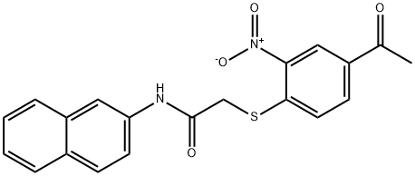 2-(4-acetyl-2-nitrophenyl)sulfanyl-N-naphthalen-2-ylacetamide 结构式