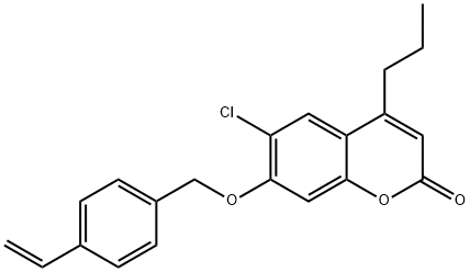 6-chloro-7-[(4-ethenylphenyl)methoxy]-4-propylchromen-2-one Struktur