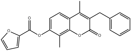 (3-benzyl-4,8-dimethyl-2-oxochromen-7-yl) furan-2-carboxylate 化学構造式