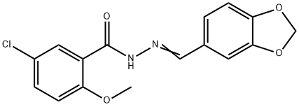 N-[(E)-1,3-benzodioxol-5-ylmethylideneamino]-5-chloro-2-methoxybenzamide Struktur