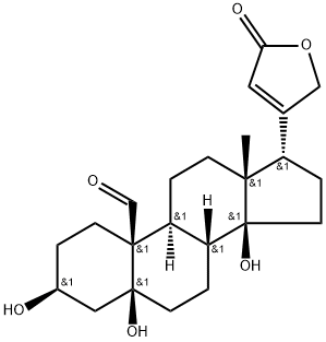 (3S,5S,8R,9S,10S,13R,14S,17S)-3,5,14-trihydroxy-13-methyl-17-(5-oxo-2H-furan-3-yl)-2,3,4,6,7,8,9,11,12,15,16,17-dodecahydro-1H-cyclopenta[a]phenanthrene-10-carbaldehyde Struktur