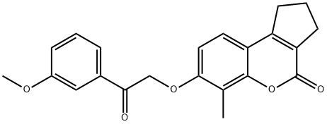 7-[2-(3-methoxyphenyl)-2-oxoethoxy]-6-methyl-2,3-dihydro-1H-cyclopenta[c]chromen-4-one 结构式