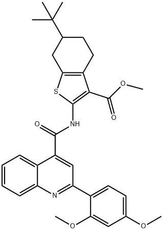 methyl 6-tert-butyl-2-[[2-(2,4-dimethoxyphenyl)quinoline-4-carbonyl]amino]-4,5,6,7-tetrahydro-1-benzothiophene-3-carboxylate|