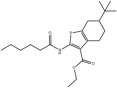 ethyl 6-tert-butyl-2-(hexanoylamino)-4,5,6,7-tetrahydro-1-benzothiophene-3-carboxylate Structure