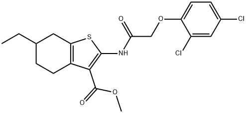 methyl 2-[[2-(2,4-dichlorophenoxy)acetyl]amino]-6-ethyl-4,5,6,7-tetrahydro-1-benzothiophene-3-carboxylate Structure