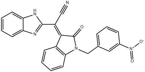 (2E)-2-(1H-benzimidazol-2-yl)-2-[1-[(3-nitrophenyl)methyl]-2-oxoindol-3-ylidene]acetonitrile Structure