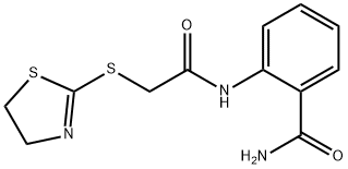 2-[[2-(4,5-dihydro-1,3-thiazol-2-ylsulfanyl)acetyl]amino]benzamide 化学構造式