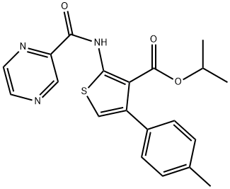 propan-2-yl 4-(4-methylphenyl)-2-(pyrazine-2-carbonylamino)thiophene-3-carboxylate Structure