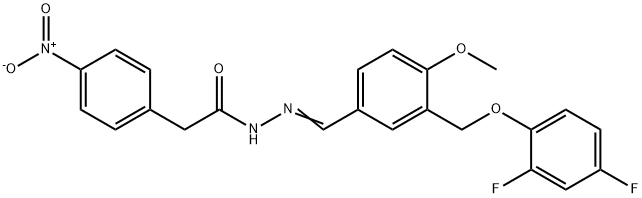 N-[(E)-[3-[(2,4-difluorophenoxy)methyl]-4-methoxyphenyl]methylideneamino]-2-(4-nitrophenyl)acetamide Struktur