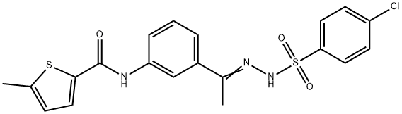 N-[3-[(Z)-N-[(4-chlorophenyl)sulfonylamino]-C-methylcarbonimidoyl]phenyl]-5-methylthiophene-2-carboxamide 结构式