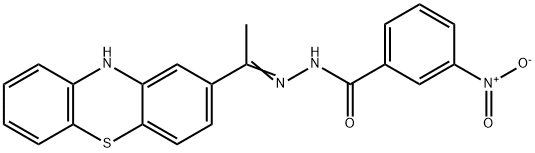 3-nitro-N-[(E)-1-(10H-phenothiazin-2-yl)ethylideneamino]benzamide 化学構造式