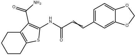 2-[[(E)-3-(1,3-benzodioxol-5-yl)prop-2-enoyl]amino]-4,5,6,7-tetrahydro-1-benzothiophene-3-carboxamide Structure