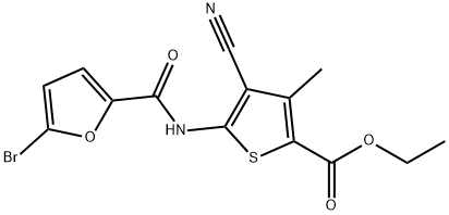 ethyl 5-[(5-bromofuran-2-carbonyl)amino]-4-cyano-3-methylthiophene-2-carboxylate Structure