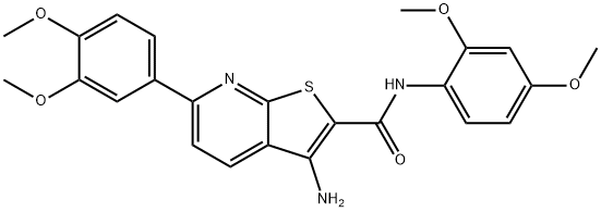 3-amino-N-(2,4-dimethoxyphenyl)-6-(3,4-dimethoxyphenyl)thieno[2,3-b]pyridine-2-carboxamide Struktur