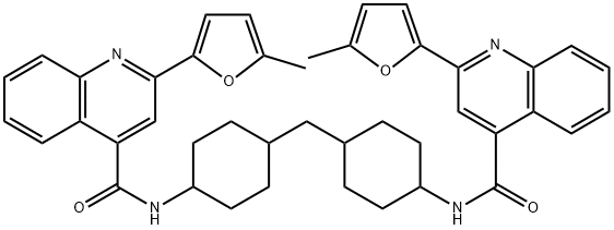 2-(5-methylfuran-2-yl)-N-[4-[[4-[[2-(5-methylfuran-2-yl)quinoline-4-carbonyl]amino]cyclohexyl]methyl]cyclohexyl]quinoline-4-carboxamide 化学構造式